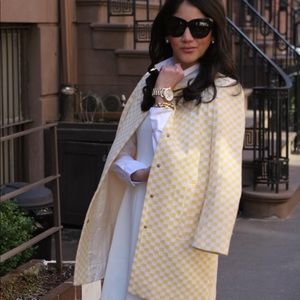 Zara yellow white checkered coat